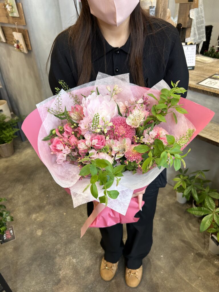 ピンク系花束誕生日